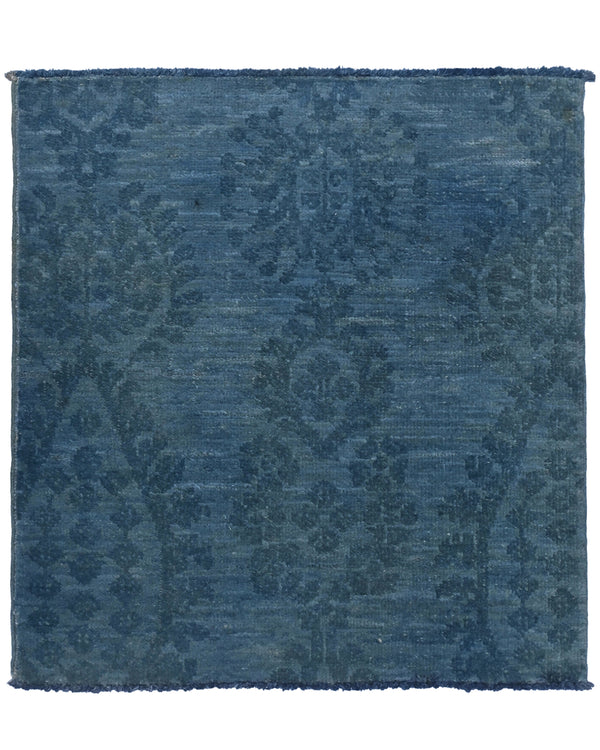 2x2 Ft Chobi Over Dye Gray Afghan Hand Knotted Wool Rug